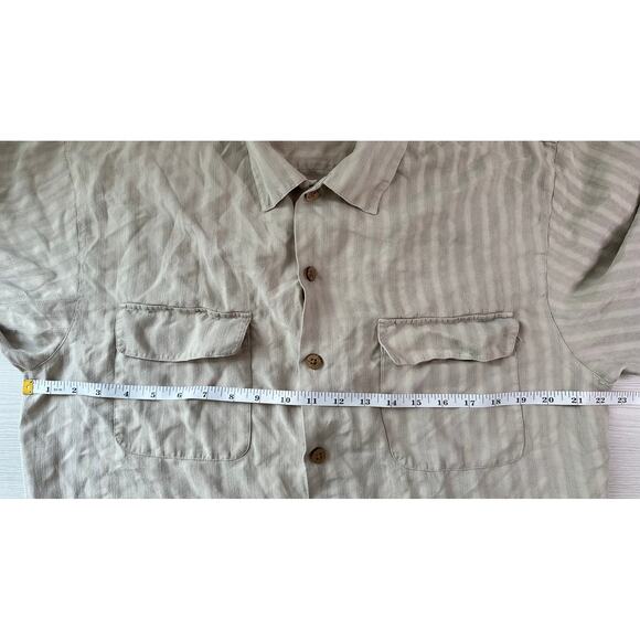 Tommy Bahama Mens Relax Fit Size M 100% Silk Blend Coconut Button Up Stitched - Picture 4 of 7